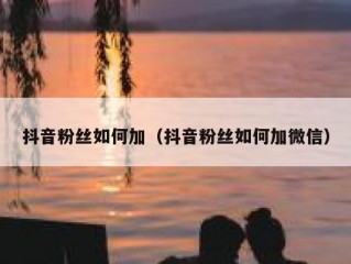 抖音粉丝如何加（抖音粉丝如何加微信）
