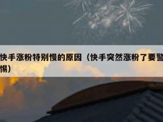 快手涨粉特别慢的原因（快手突然涨粉了要警惕）