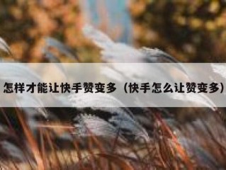 怎样才能让快手赞变多（快手怎么让赞变多）