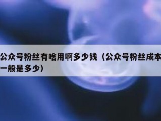 公众号粉丝有啥用啊多少钱（公众号粉丝成本一般是多少）