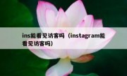 ins能看见访客吗（instagram能看见访客吗）