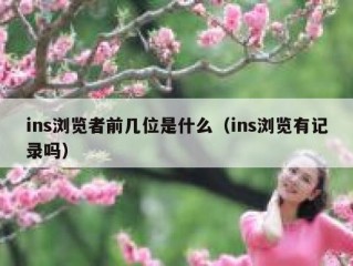ins浏览者前几位是什么（ins浏览有记录吗）