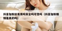 抖音加粉丝有用吗安全吗可靠吗（抖音加粉赚钱是真的吗）
