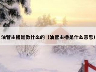 油管主播是做什么的（油管主播是什么意思）