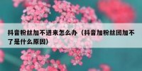 抖音粉丝加不进来怎么办（抖音加粉丝团加不了是什么原因）