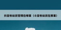 抖音粉丝团管理在哪里（斗音粉丝团在那里）