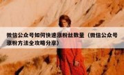 微信公众号如何快速涨粉丝数量（微信公众号涨粉方法全攻略分享）