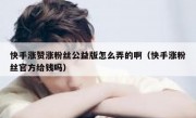 快手涨赞涨粉丝公益版怎么弄的啊（快手涨粉丝官方给钱吗）