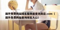 国外免费网站域名服务器查询商店.com（国外免费网站查询域名入口）