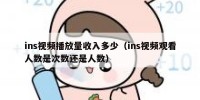 ins视频播放量收入多少（ins视频观看人数是次数还是人数）