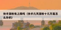 快手涨粉有上限吗（快手几天涨粉十几万是怎么办的）