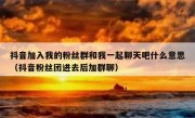 抖音加入我的粉丝群和我一起聊天吧什么意思（抖音粉丝团进去后加群聊）