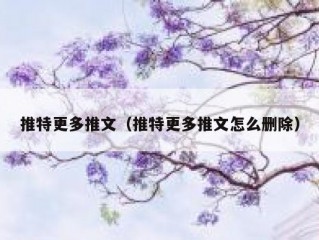 推特更多推文（推特更多推文怎么删除）
