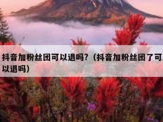 抖音加粉丝团可以退吗?（抖音加粉丝团了可以退吗）