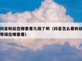 抖音粉丝在哪里看几级了啊（抖音怎么看粉丝等级在哪里看）