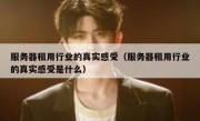 服务器租用行业的真实感受（服务器租用行业的真实感受是什么）