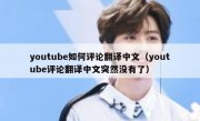 youtube如何评论翻译中文（youtube评论翻译中文突然没有了）