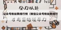 公众号粉丝数排行榜（微信公众号粉丝数排行）