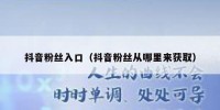 抖音粉丝入口（抖音粉丝从哪里来获取）