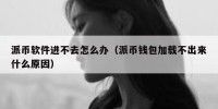 派币软件进不去怎么办（派币钱包加载不出来什么原因）