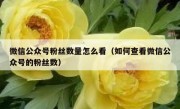 微信公众号粉丝数量怎么看（如何查看微信公众号的粉丝数）