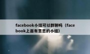 facebook小组可以群聊吗（facebook上面有意思的小组）