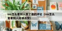 ins怎么看别人赞了谁的评论（ins怎么查看别人给谁点赞）
