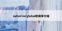 natserverglobal的简单介绍