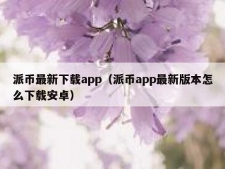派币最新下载app（派币app最新版本怎么下载安卓）