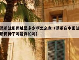 派币注册网址是多少啊怎么查（派币在中国注册商标了吗是真的吗）