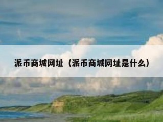 派币商城网址（派币商城网址是什么）