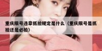 重庆限号违章抓拍规定是什么（重庆限号是抓拍还是必拍）