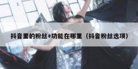 抖音里的粉丝+功能在哪里（抖音粉丝选项）