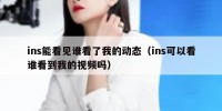 ins能看见谁看了我的动态（ins可以看谁看到我的视频吗）