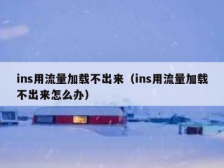 ins用流量加载不出来（ins用流量加载不出来怎么办）