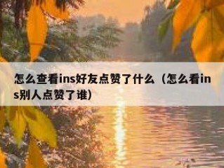 怎么查看ins好友点赞了什么（怎么看ins别人点赞了谁）