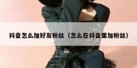 抖音怎么加好友粉丝（怎么在抖音里加粉丝）