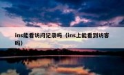 ins能看访问记录吗（ins上能看到访客吗）