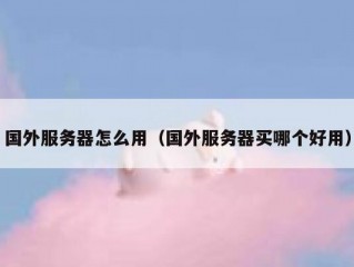 国外服务器怎么用（国外服务器买哪个好用）