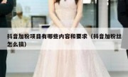 抖音加粉项目有哪些内容和要求（抖音加粉丝怎么搞）