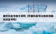 国外抖音号搜不到吗（外国抖音可以搜索到国内抖音号吗）