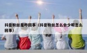 抖音粉丝是咋回事（抖音粉丝怎么会少呢怎么回事）