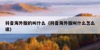 抖音海外版的叫什么（抖音海外版叫什么怎么读）