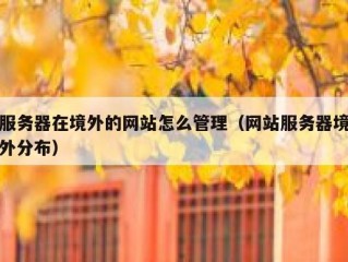服务器在境外的网站怎么管理（网站服务器境外分布）