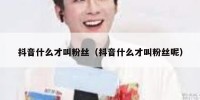 抖音什么才叫粉丝（抖音什么才叫粉丝呢）