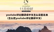 youtube评论翻译成中文怎么设置出来（怎么把youtube评论翻译中文）