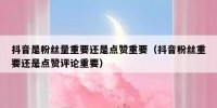 抖音是粉丝量重要还是点赞重要（抖音粉丝重要还是点赞评论重要）