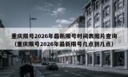 重庆限号2026年最新限号时间表图片查询（重庆限号2026年最新限号几点到几点）