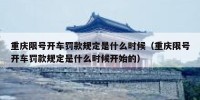 重庆限号开车罚款规定是什么时候（重庆限号开车罚款规定是什么时候开始的）