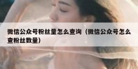 微信公众号粉丝量怎么查询（微信公众号怎么查粉丝数量）